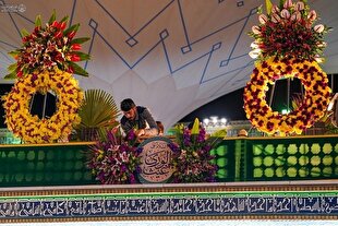 گل‌آرایی حرم علوی در آستانه نیمه شعبان + عکس