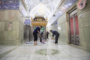 تصاویر و فیلم | محرم کے آنے پر حرم حسینی کی تقریب غسل
